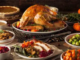Turkey on table with side dishes from mcallen restaurants