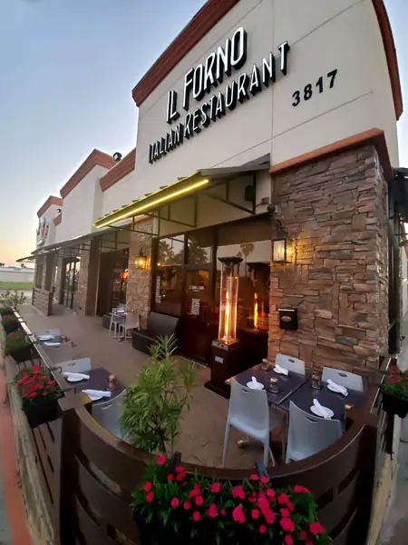 Outdoor patio of a McAllen restaurant near the Trenton Crossing Center.