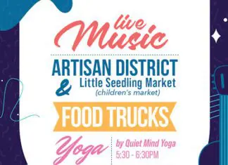 Sunset Live McAllen: A FREE Event for the Whole Family! White Paper with music notes drawn on it, and the words Live Music in McAllen written on top.