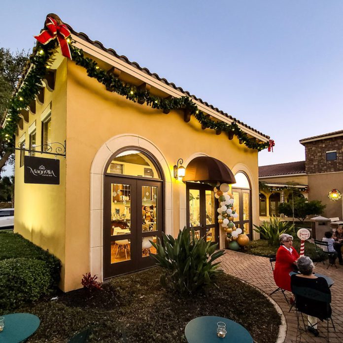 Magnolia_Explore_McAllen_Imagine_it Holiday decor on a restaurant in mcallen