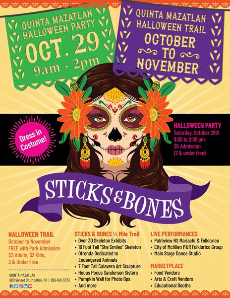 dia de los muertos woman in banner of fun things to do in McAllen.